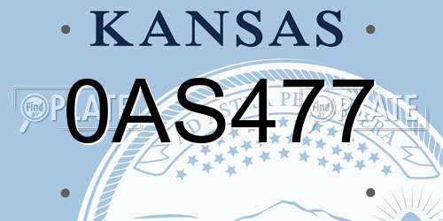 0AS477 Kansas License Plate