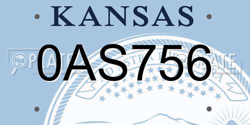 0AS756 Kansas License Plate