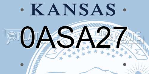 0ASA27 Kansas License Plate