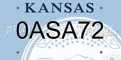 0ASA72 Kansas License Plate