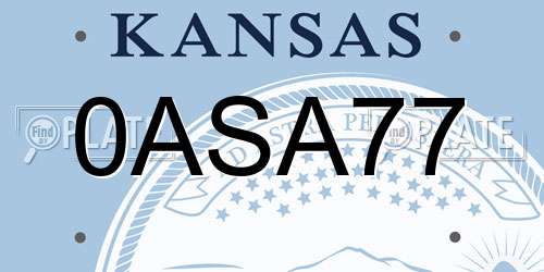 0ASA77 Kansas License Plate