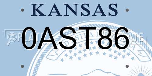 0AST86 Kansas License Plate