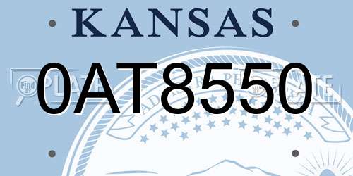 0AT8550 Kansas License Plate