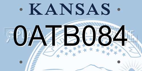 0ATB084 Kansas License Plate