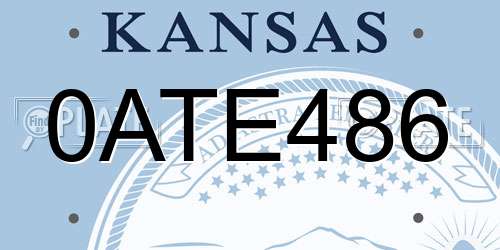 0ATE486 Kansas License Plate