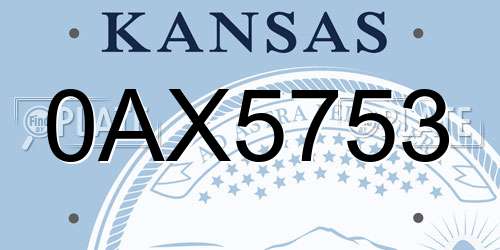 0AX5753 Kansas License Plate