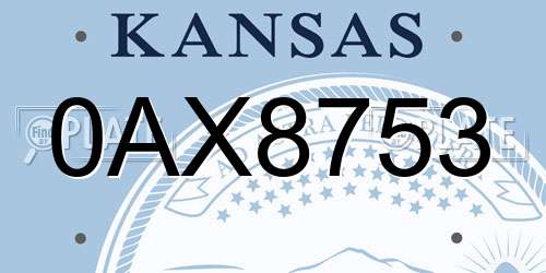 0AX8753 Kansas License Plate