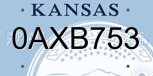 0AXB753 Kansas License Plate