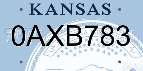 0AXB783 Kansas License Plate