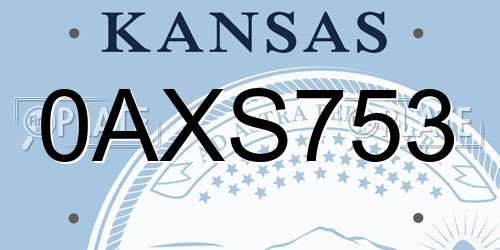 0AXS753 Kansas License Plate