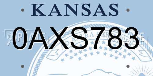 0AXS783 Kansas License Plate