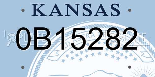 0B15282 Kansas License Plate