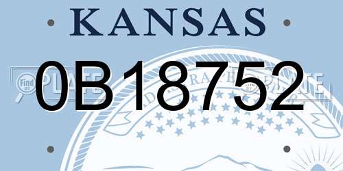 0B18752 Kansas License Plate