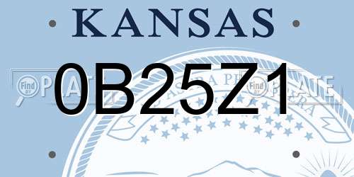 0B25Z1 Kansas License Plate