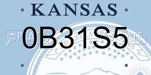 0B31S5 Kansas License Plate