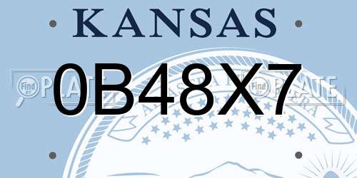 0B48X7 Kansas License Plate