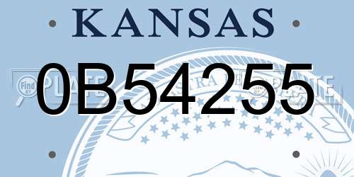 0B54255 Kansas License Plate