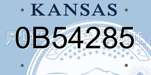 0B54285 Kansas License Plate