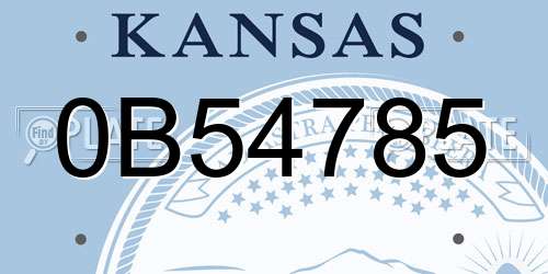 0B54785 Kansas License Plate