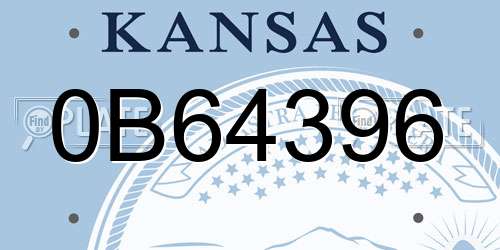0B64396 Kansas License Plate