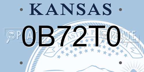 0B72T0 Kansas License Plate