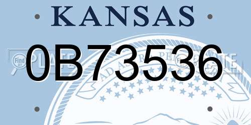 0B73536 Kansas License Plate