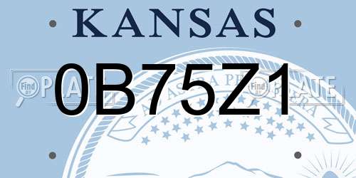 0B75Z1 Kansas License Plate