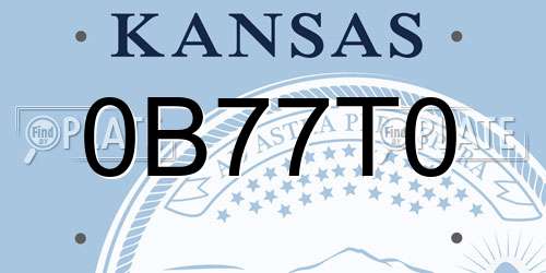 0B77T0 Kansas License Plate