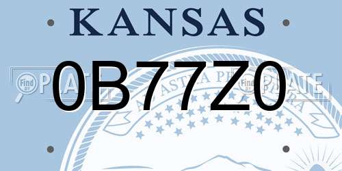 0B77Z0 Kansas License Plate