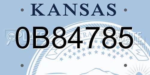 0B84785 Kansas License Plate