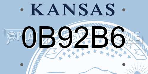0B92B6 Kansas License Plate