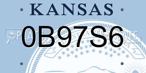 0B97S6 Kansas License Plate