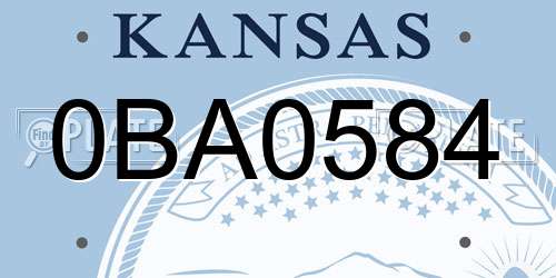 0BA0584 Kansas License Plate