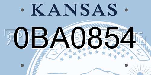 0BA0854 Kansas License Plate