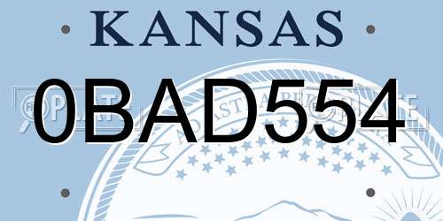 0BAD554 Kansas License Plate