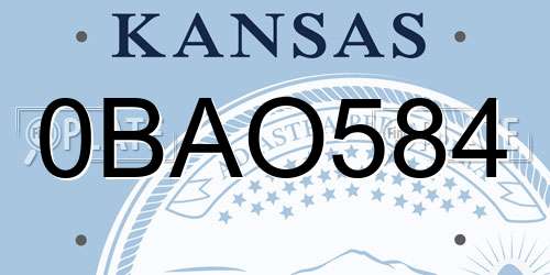 0BAO584 Kansas License Plate