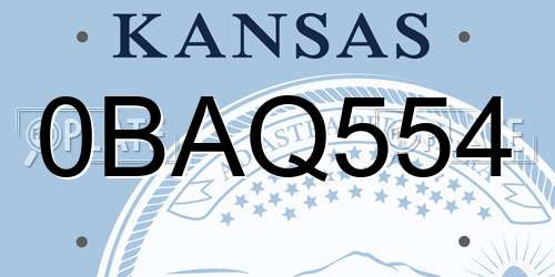 0BAQ554 Kansas License Plate