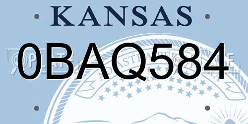 0BAQ584 Kansas License Plate