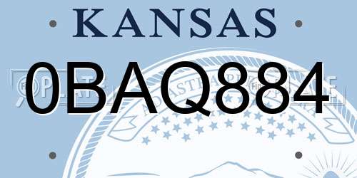 0BAQ884 Kansas License Plate