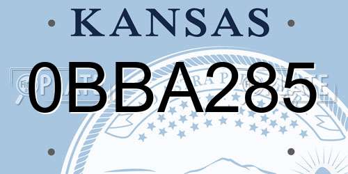 0BBA285 Kansas License Plate