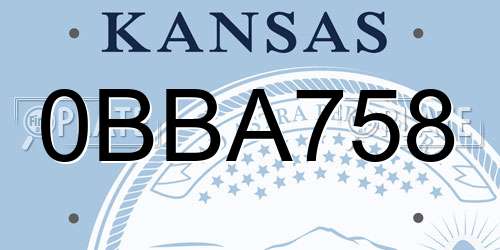 0BBA758 Kansas License Plate