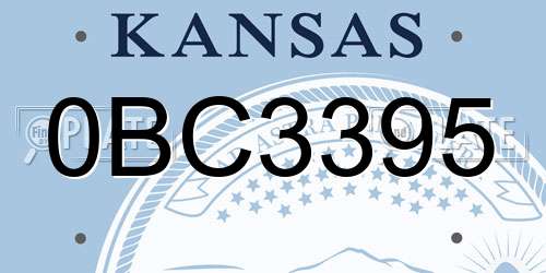 0BC3395 Kansas License Plate