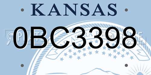 0BC3398 Kansas License Plate