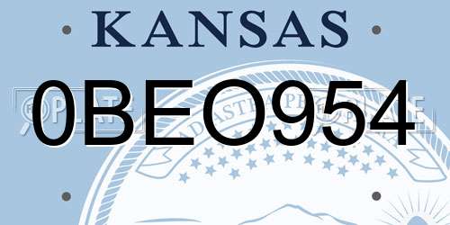 0BEO954 Kansas License Plate