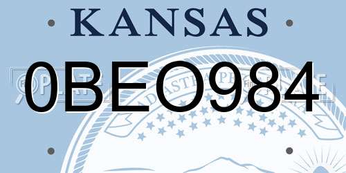 0BEO984 Kansas License Plate