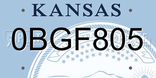 0BGF805 Kansas License Plate