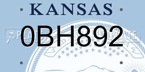 0BH892 Kansas License Plate
