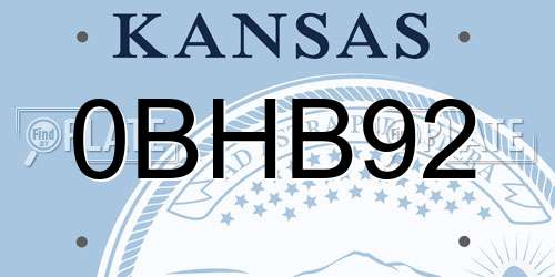 0BHB92 Kansas License Plate