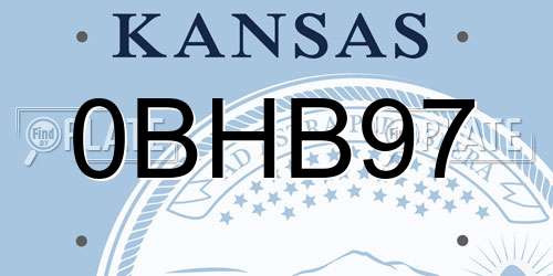 0BHB97 Kansas License Plate
