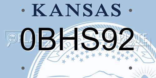 0BHS92 Kansas License Plate